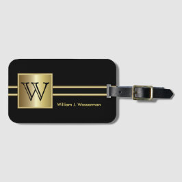 Masculine Monogram Executive Stil - Black & Guld Bagagebricka