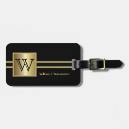 Masculine Monogram Executive Stil - Black & Guld Bagagebricka