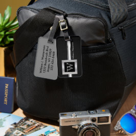 Masculine Monogram Executive Stil - svart läder Bagagebricka