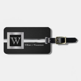 Masculine Monogram Executive Stil - svart läder Bagagebricka