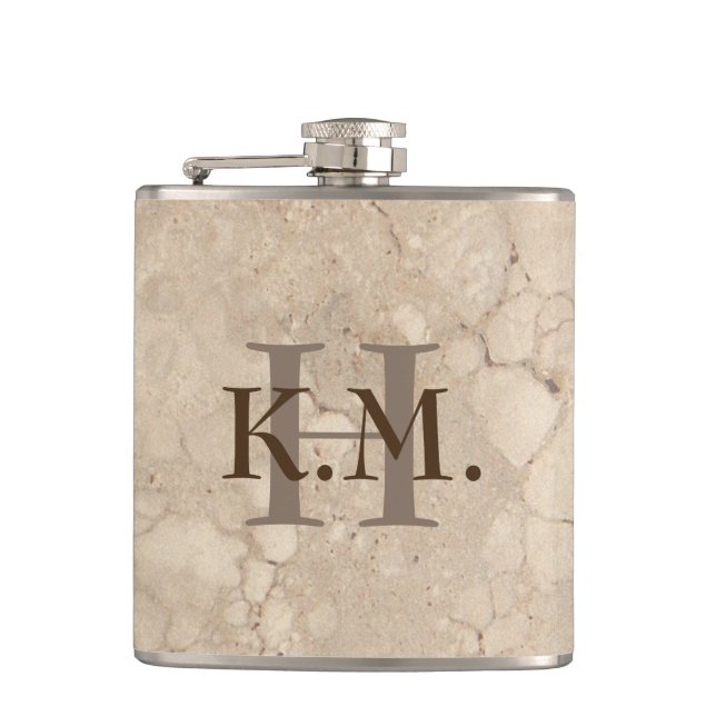 Masculine Monogrammed Beige Granite-kolv Fickplunta (Framsidan)