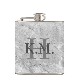 Masculine Monogrammed Grått Granite-kolv Fickplunta