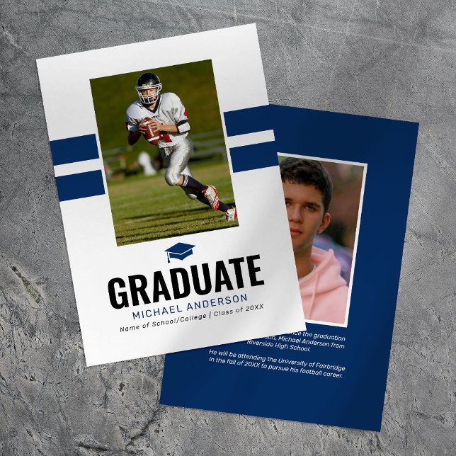 Masculine Navy 2025 Studenten Photo Meddelande (Skapare uppladdad)