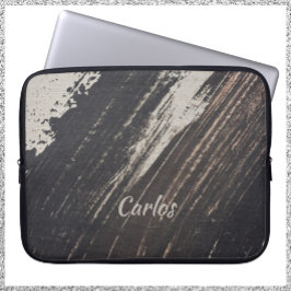 Masculine och Modern Black and Beige Paint Stroke Laptop Fodral