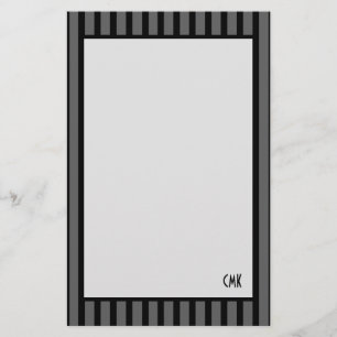 Masculine Personlig Black och Grått Rand Brevpapper