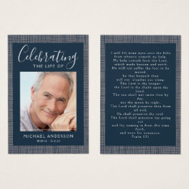 Masculine Photo Funeral Sympathy Prayer Card Visitkort