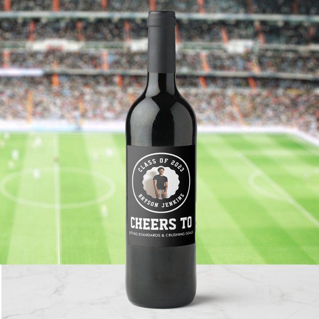 Masculine Photo Studenten Vinflaska Etikett (Skapare uppladdad)