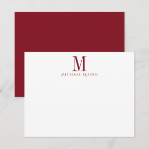 Masculine ProfessionalI Monogram Burgundy Red Anteckningskort
