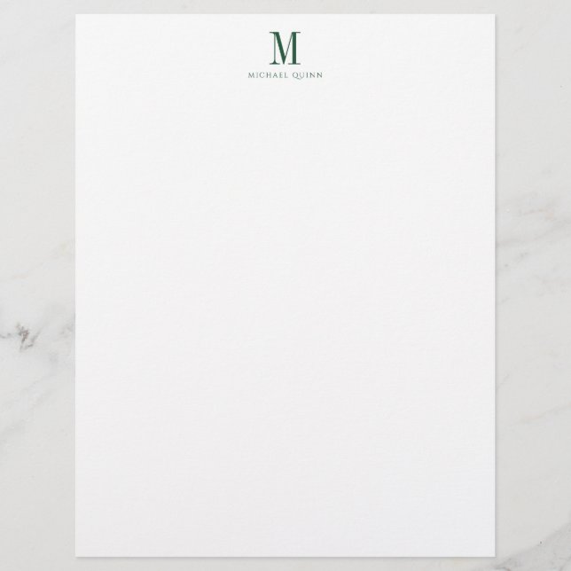 Masculine Professionell Grönt Monogram Brevhuvud (Framsida)