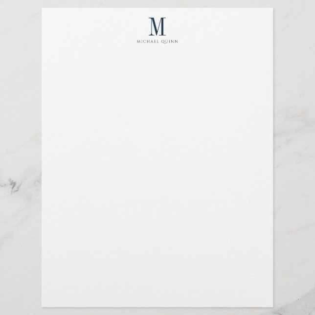 Masculine Professionell Navy Blue Monogram Brevhuvud (Framsida)