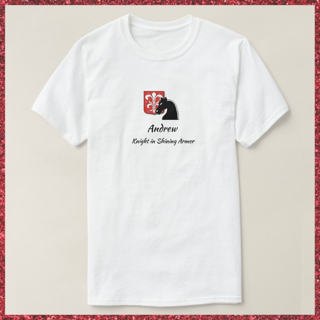 Masculine Red and Black Knight i Shining Armor T Shirt (Skapare uppladdad)
