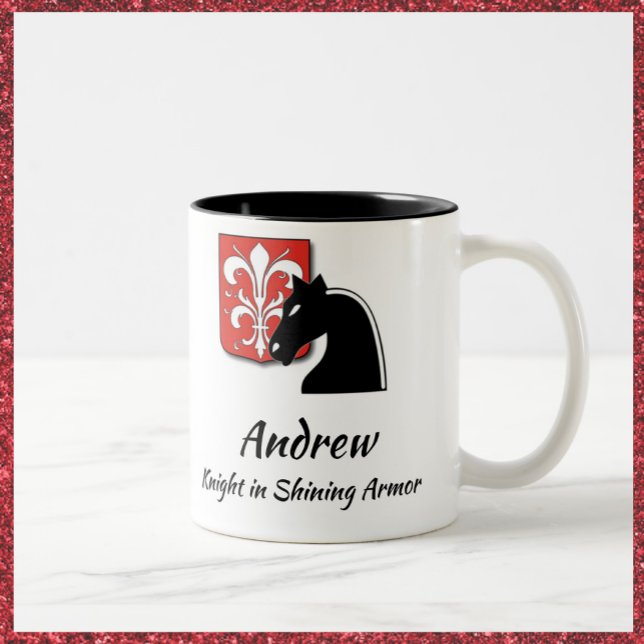 Masculine Red and Black Knight i Shining Armor Två-Tonad Mugg (Skapare uppladdad)