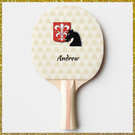 Masculine Red and Black Knight Shield and Horse Pingisracket