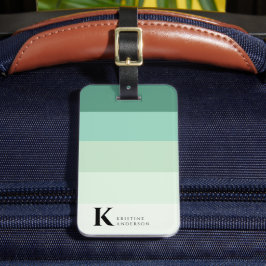 Masculine Teal Grönt Ombre Classic Monogram Bagagebricka