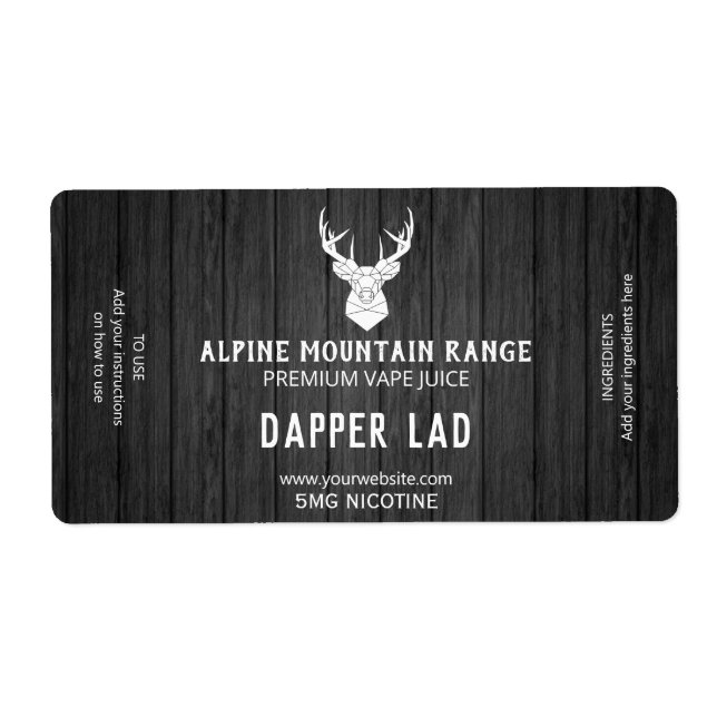 Masculine Wood Nicotine Vape E Juice Labels Fraktsedel (Framsidan)