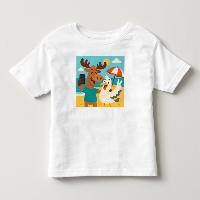 Måselfie – Rollig strand t-shirt för barn (Framsida)