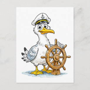 Måsen Comic Ship Captain Vykort