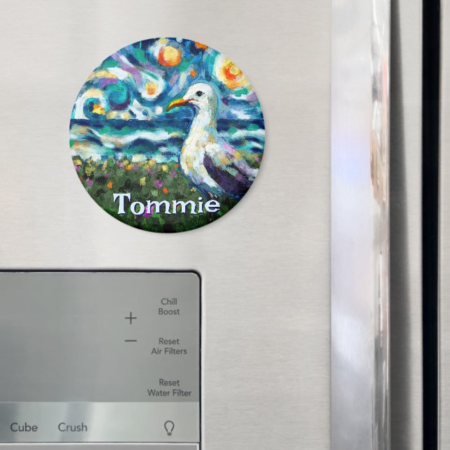 Måsen Van Gogh Stil Strand Personlig Magnet (In Situ (Fridge))