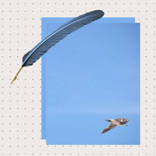 Måsfågel i flykt himmel blå pappersark