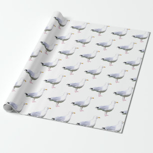 Måsfågel Stående Kustfågel Vilda Djur Vit Presentpapper