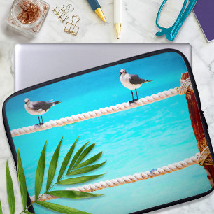 Måsfågel strand fåglar turkos hav foto kustnära laptop sleeve