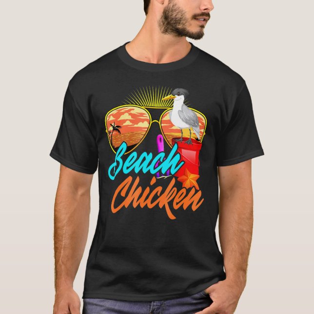 Måsfågel Strand Kyckling Djur T Shirt (Framsida)
