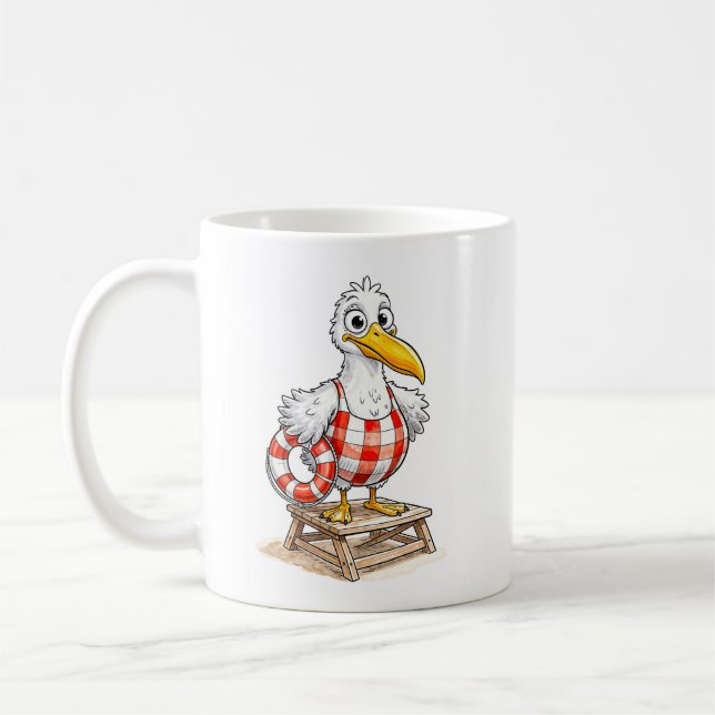 Måsfågel Tecknad Livräddare Fågel Kaffemugg (Vänster)