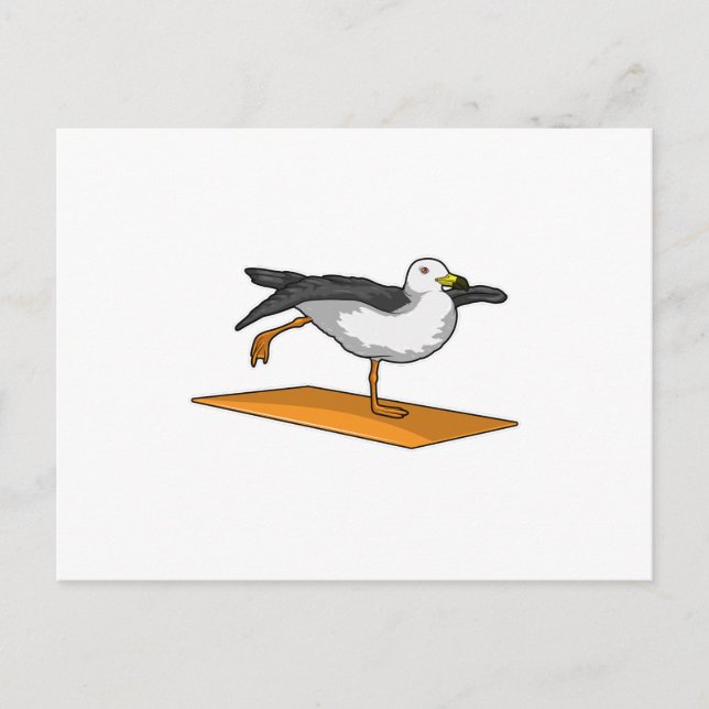 Måsfågel Yoga Meditation Fitness Vykort (Framsida)