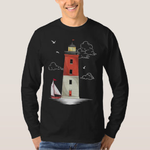 Måsflygande Segelfartyg Oceanisk Dimma Hav Segel T Shirt