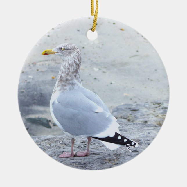 Måsfotoornament  julgransprydnad keramik (Framsidan)