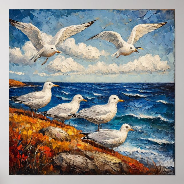 Måsgrav Hav Landskap Kust Natur Scen🌊🌅✨🌿 Poster (Framsidan)