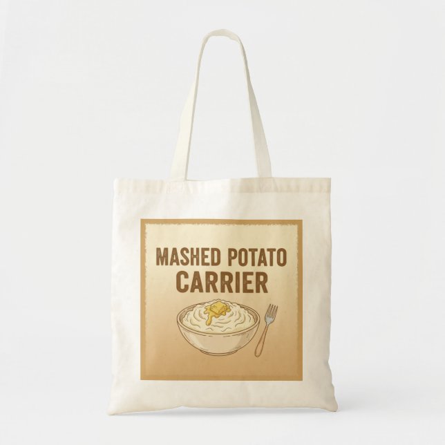 Mash Potato Carrier Funny Thanksgiving Tote Bag Tygkasse (Framsidan)