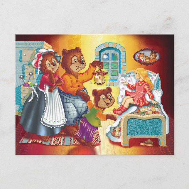 Masha och 3 björn vykort (Framsida)