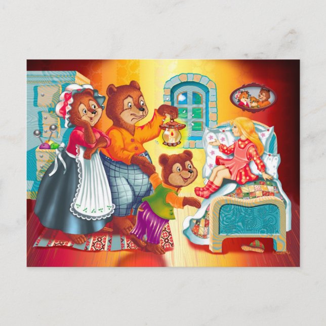 Masha och 3 björn vykort (Framsida)