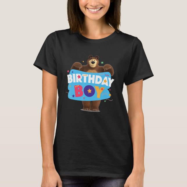 Masha och Bear Birthday Boy T Shirt (Framsida)