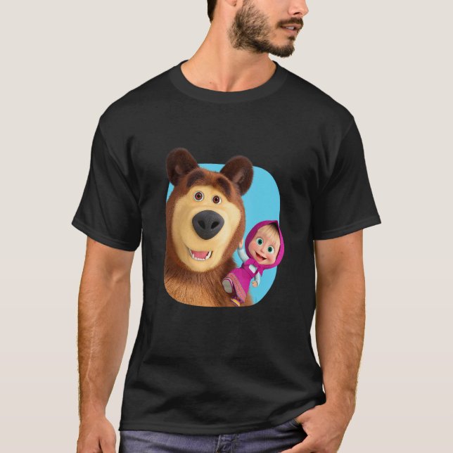 Masha och Bear Duo tillsammans blå T Shirt (Framsida)