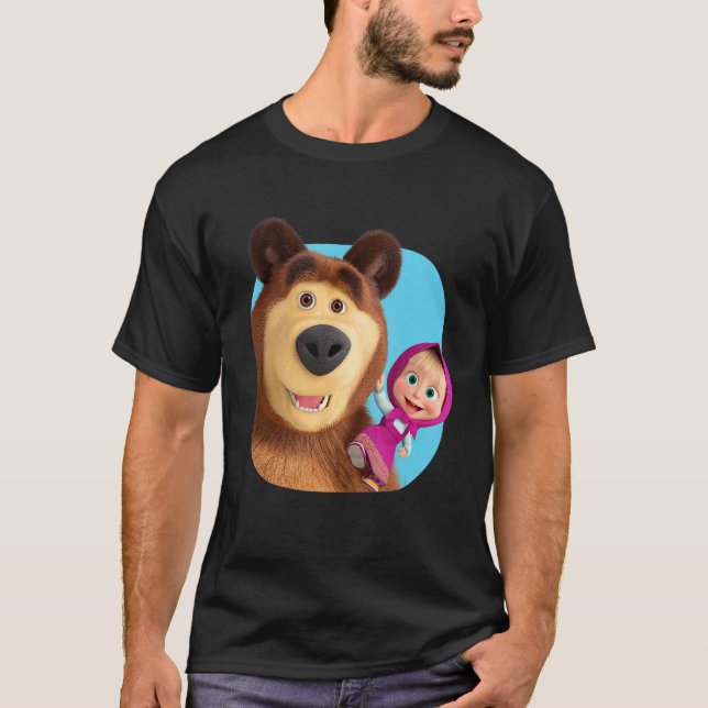 Masha och Bear Duo tillsammans blå T Shirt (Framsida)