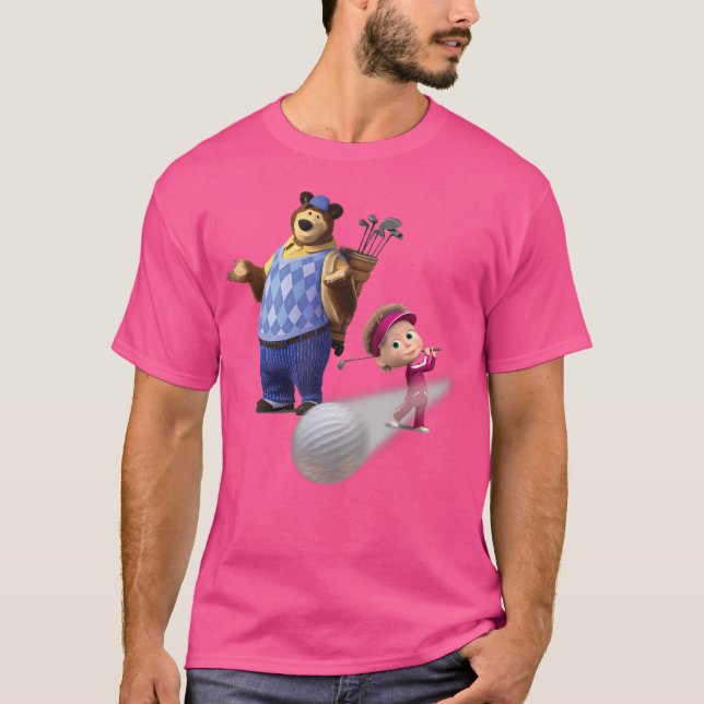 Masha och Bear Golf Time T Shirt (Framsida)