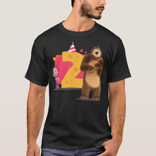 Masha och björn 2:a födelsedagen t shirt (Framsida)