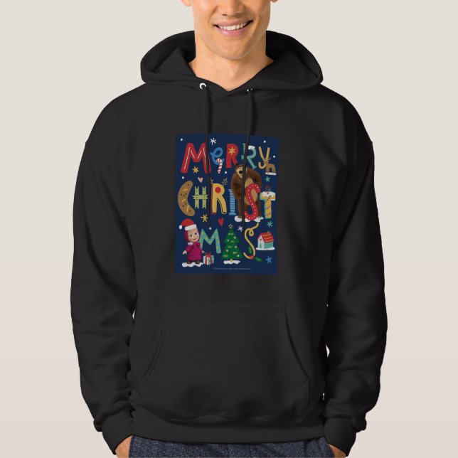 Masha och björnen. Julkort Hoodie (Framsida)