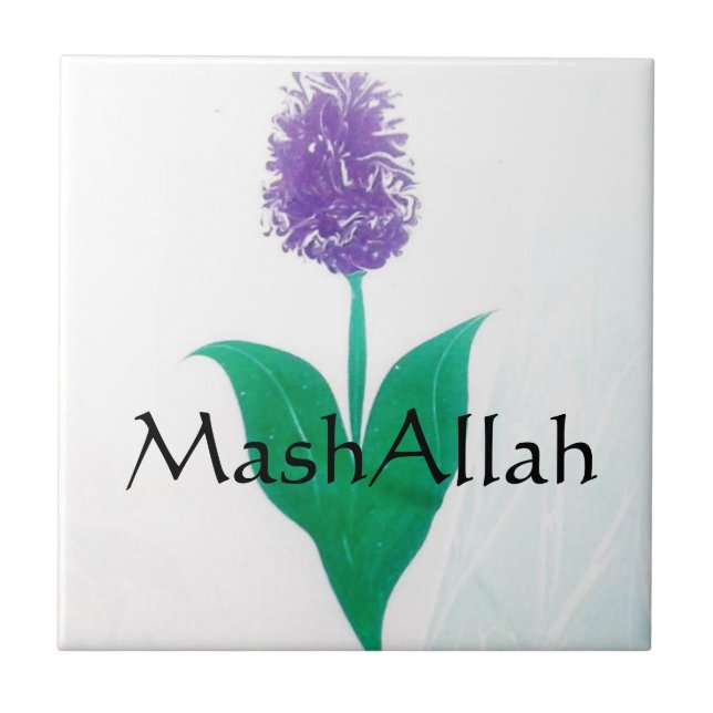 MashAllah Flower Islamic Ceramic Tile Kakelplatta (Framsidan)