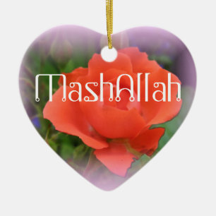 Mashallah islamisk röd rosprydnad julgransprydnad keramik