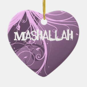 Mashallah islamisk violett prydnad julgransprydnad keramik