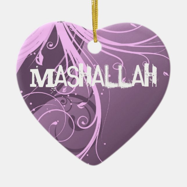 Mashallah islamisk violett prydnad julgransprydnad keramik (Framsidan)