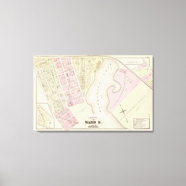 Mashapaug Pond och nära Atlas Karta Canvastryck (Framsida)