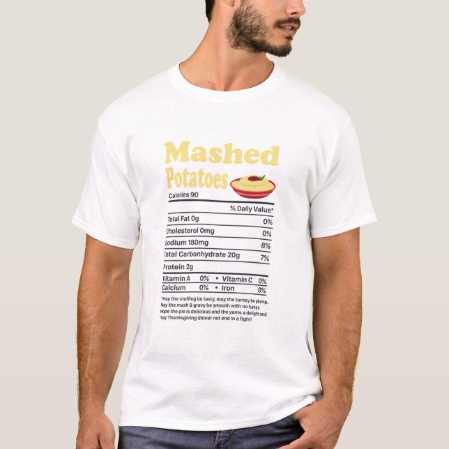 Mashpotatis Nutrition Facts Funny Thanksgiving T Shirt (Framsida)