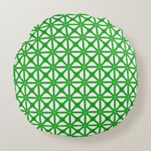 Mashrabiya-stil geometriskt mönster utskuret grönt rund kudde