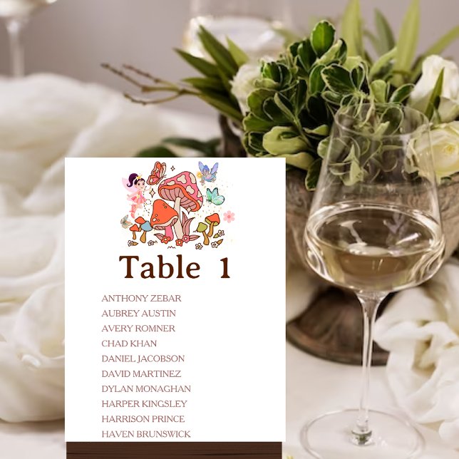Mashroom-bordsnummer för Fairy Enchanted Mashroom Inbjudningar (Table number sign)