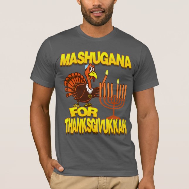 Mashugana för Thanksgivukkah Turkiet menoraTshirt Tee Shirt (Framsida)