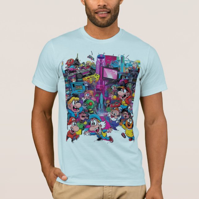 Mashup för popup-tecknad - Vibrant Retro T Shirt (Framsida)